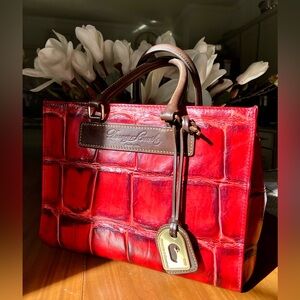 DOONEY & BOURKE Red Janine Satchel Leather Tote Bag